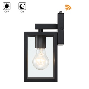 포토 센서 블랙 야외 랜턴 벽 조명 투명 유리 방수 농가 벽 마운트 램프 집 베란다 안뜰 차고 - Product Image 4