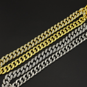 Bijoux de mode durables Hip Hop plaqué <span class=keywords><strong>or</strong></span> 18 ct Collier ras du cou à <span class=keywords><strong>chaîne</strong></span> cubaine pour hommes et femmes - Product Image 1