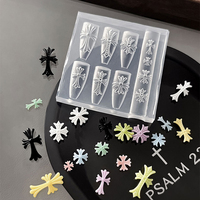 Moule en silicone professionnel de style japonais à haute transparence pour breloques croix, lettres et motifs 3D en relief pour le nail art, compatible avec l'acrylique et le polygel