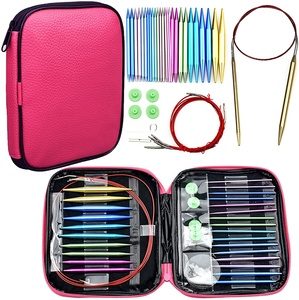 Full DIY Craft Kit with 13 Sizes Interchangeable Crochet <strong>Needles</strong> Aluminum Circular Knitting <strong>Needle</strong> Set Including PU Leather <strong>Case</strong> - Product Image 1
