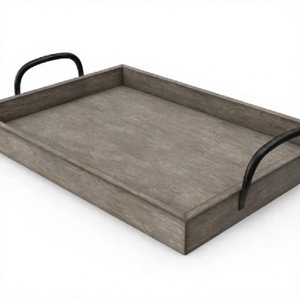 Bandeja de Madera de Mango con Asa de Metal, Diseño Anticongelante Biodegradable, Juego de Bandejas Decorativas Multifuncionales de Bambú - Product Image 1