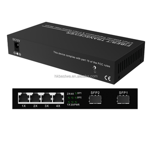 ตัวแปลงสัญญาณมีเดีย 1000M 2 SFP 4 RJ45 ไฟเบอร์เป็นอีเธอร์เน็ต ตัวรับส่งสัญญาณไฟเบอร์ออปติกแบบโหมดเดี่ยว 1310nm สวิตช์ไฟเบอร์อีเธอร์เน็ต - Product Image 1