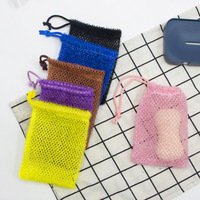 Sac de Savon en Filet de Nylon Africain Personnalisé en Gros, Éponge de Bain Exfoliante du Ghana avec Cordon en Ruban