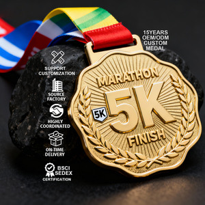 Médaille de marathon personnalisée par le fabricant, finition or et argent, course à pied 5K/10K, course à pied, cyclisme, athlétisme, médailles de sport, médaille en métal - Product Image 1