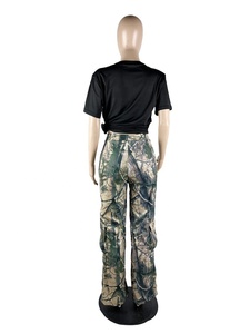 Pantaloni Cargo da Donna a Vita Alta <span class=keywords><strong>con</strong></span> Tasche <span class=keywords><strong>Laterali</strong></span>, Gamba Larga Dritta Stile Camouflage Y2K, Abbigliamento Streetwear Estivo - Product Image 6