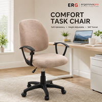 Chaise de bureau moderne Ergonova BGY016 en tissu, pour la maison et le bureau, avec hauteur réglable, pivotante et accoudoirs, pour salle d'étude