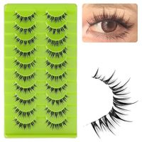 Cils en bande Lizi Manga à marque privée, naturels, bien définis, effilés et pointus, en cheveux synthétiques, semi-faits à la main, invisibles