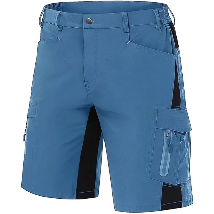Pantalones cortos de carga personalizados para hombre, de bolsillo con cremallera, nailon, licra, para correr