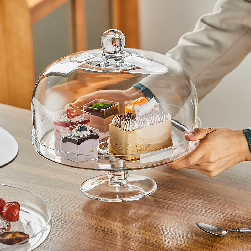 Glass Cake Display Stand Cake Stands With Cover Dome Lid Tall
