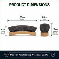 Brosse de nettoyage pour chaussures en crin de cheval naturel, brosse à chaussures en bois cintrée, brosse de soin pour cuir brun foncé