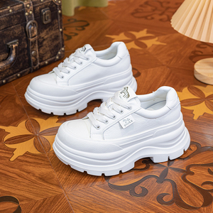 Zapatillas Deportivas de Cuero Blanco Cómodas para Mujer, Primavera-Otoño 2026, Ligeras, Antideslizantes, con Plataforma de 8.5CM y Tacón Elevado - Product Image 3