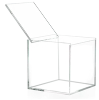 Boîte en acrylique transparente sur mesure avec logo et couvercle à charnières, design moderne pour une utilisation en extérieur