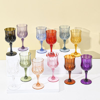 Verres à vin en plastique bleu vintage transparents style rétro pour réceptions de mariage et événements festifs