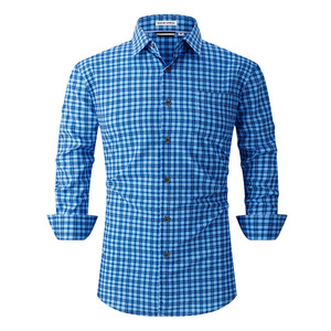 Camisa de Vestir de Manga Larga Ajustada con Botones, Transpirable y Antiarrugas para Hombre, para Trabajo <span class=keywords><strong>Social</strong></span> y Negocios - Product Image 1