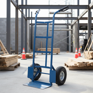 Carretilla de mano de acero de alta resistencia con ruedas neumáticas para el manejo de materiales industriales en almacenes - Product Image 4