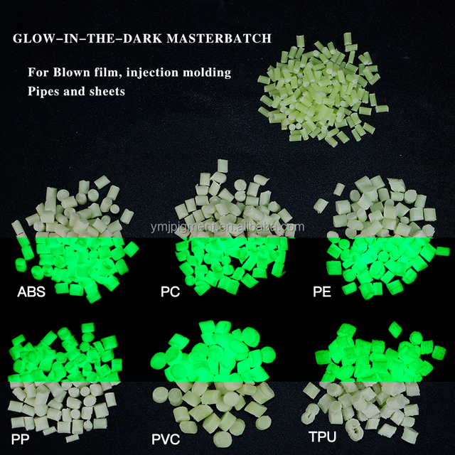 Non Blackening Glow-in-the-Dark Luminous Masterbatches for PP ABS PC PE PC TPU Plastics 1kg MOQ Luminous Colors Masterbatches