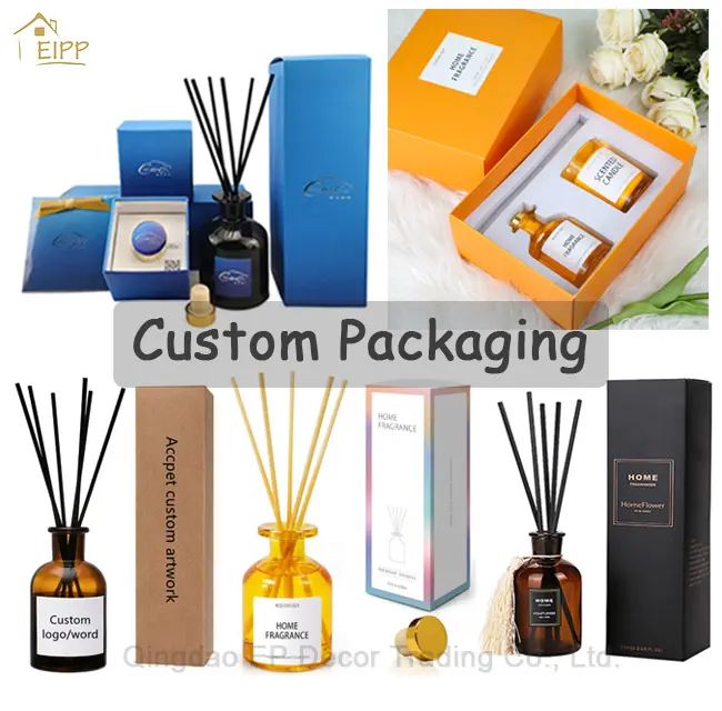 Custom logo Packaging 100ml 300ml Clear Empty Luxury Aroma Perfume Reed Diffuser Aromatherapy Bottles Glass With Box