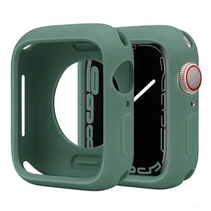 Funda de silicona de color sólido para Apple Watch 8 Ultra 3 4 5 6 7, funda de TPU para Iwatch 38/40/42/44/41/45/49mmm, parachoques protector