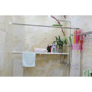 Shower Pole Telescopic Shower Rod Fitting Room Self Adhesive Brass Latest 2023 Top Selling No Drill Bedroom Curtain Pole Bracket