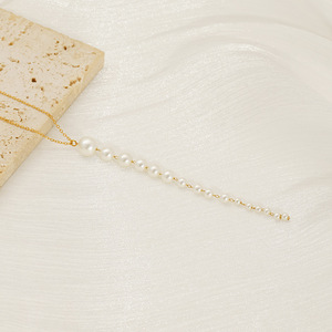 Zogxin Pearl Necklace Long Graduated White Pearls Gold Chain Women's Everyday Wear Jewelry - Product Image 3