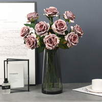 Roses artificielles en soie à tige unique, rouges, pour la décoration de chambre à coucher, de mariage, de remise de diplôme et de fête des pères
