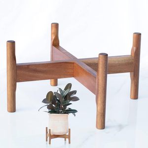 <span class=keywords><strong>Soporte</strong></span> para macetas de madera de nogal ecológico personalizado para exteriores con varios soportes de bambú para plantas de interior. - Product Image 1
