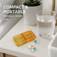 Coupe-pilules portable avec boîte de rangement, coupe-comprimés rectangulaire multifonctionnel pour les voyages et l'usage quotidien