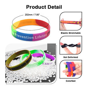 Logo ile çevre dostu baskılı özel kabartmalı silikon bileklik hediyeler için özelleştirilmiş plastik promosyon ürünleri bilezik bilek bandı - Product Image 5