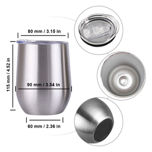 Commercio all'ingrosso personalizzato 12 Oz sottovuoto isolato tazza di caffè Logo personalizzato a doppia parete Ombre in acciaio inossidabile bicchiere di vino con coperchio - Product Image 2