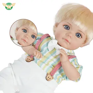 14-Inch Unisex Realistic Reborn Baby Dolls Silicon-Look American Boy with Soft Cotton Body and Sound Effect Made from Vinyl