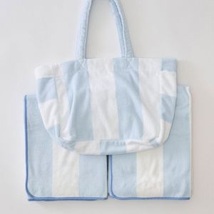 Trendy <b>Large</b> Zebra Stripe Custom Embroidery Logo Travel <b>Beach</b> Terry <b>Toweling</b> Cloth Cotton Tote Bags Handbag - Product Image 2