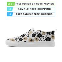 Mocassins personnalisés à imprimé floral en toile, confortables, rehaussants, toutes saisons, OEM/ODM, à enfiler, pour hommes et femmes