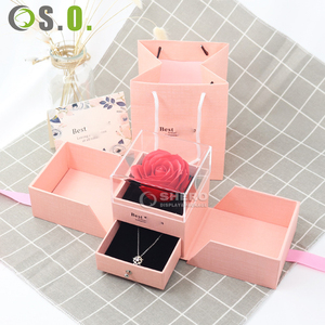 Wholesale Bow-Tie Double-Door Rose Flower Romantic Gift Earrings Necklace Gift Box for Girlfriend Valentine's Day <b>Jewelry</b> - Product Image 2