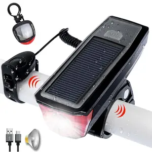 Водонепроницаемый велосипедный фонарь IP65 на солнечной батарее и задний фонарь, многофункциональные велосипедные аксессуары, комплект велосипедных фонарей с солнечной панелью