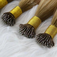 Extensions de cheveux à la kératine de couleur claire Nano Extensions de cheveux Cabello Perles de nanoring russes naturelles Anneau Nano Extensions de cheveux doublement étirées