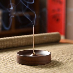 Support pour bâtonnets d'encens en bois massif de noyer noir d'<span class=keywords><strong>Amérique</strong></span> <span class=keywords><strong>du</strong></span> <span class=keywords><strong>Nord</strong></span>, avec tige en cuivre, pour bâtonnets d'encens transfrontaliers, bois de santal - Product Image 2