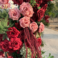 Arche murale OLER pour fleurs de mariage, roses rouges et roses, support floral pour scène d'événement, toile de fond décorative de mariage