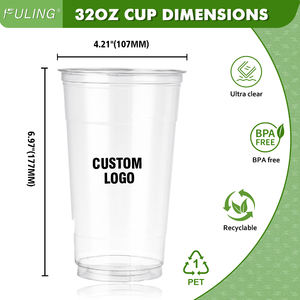 FULING 600er Pack PET Clear <span class=keywords><strong>Plastic</strong></span> Cup 32 Unzen Einweg kaffee Cold Cup für Smoothies - Product Image 2