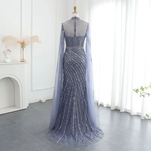 Jancember SZ174 Dubai a collo alto Slim abiti da sera da ballo a sirena con maniche - Product Image 3