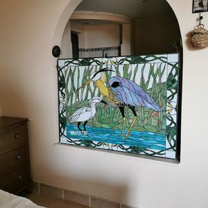 Panneau de vitrail Tiffany personnalisé style pastoral européen motif grue blanche pour décoration de salon - Product Image 2
