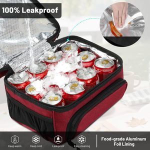 Bolsa Térmica para Almuerzo con Doble Compartimento, Bolsa Refrigerante Impermeable con Secciones Secas y Frías, Correa Ajustable para el Trabajo y Picnic - Product Image 5