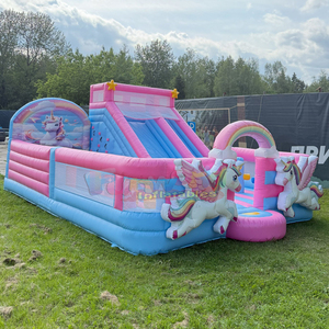 Kids outdoor party jumping bounce house commercial bouncy castle with slide giant inflatable unicorn <b>kingdom</b> playground - Product Image 2