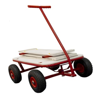 Chariot à roues en bois massif, chariot de jardin mural, chariot de rangement pour enfants, poussette de rangement en toile - Product Image 3