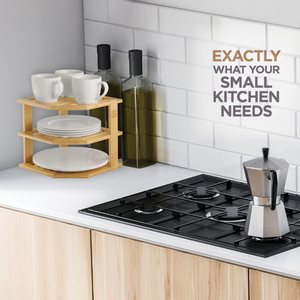 Support d'angle en <span class=keywords><strong>bambou</strong></span> de haute qualité à 3 niveaux pour organiser les épices et les condiments de cuisine, supports et étagères de rangement - Product Image 5