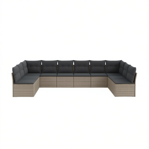 Set Divano da Giardino in Rattan Grigio 6 Posti, Arredamento da Esterno Resistente alle Intemperie, Design Contemporaneo - Product Image 1