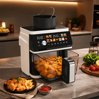 Friteuse à air chaud 5L à induction, double alimentation, 11 programmes prédéfinis, contrôle tactile, avec panier vapeur, pour usage domestique - Offre Spéciale