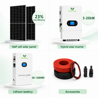 Sistema Solar Híbrido de 20 kW, Paneles Solares Monocristalinos de Silicio MPPT, Kit de Sistema de Paneles Solares Fuera de la Red con Batería de Iones de Litio