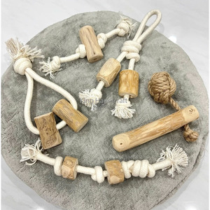 Twins <b>Rope</b> Bone Natural Hemp Cotton <b>Rope</b> Dog Toy Set-Durable Interactive Indoor Use Dental Chew - Product Image 5