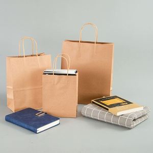 Free Sample Custom Brown Kraft Paper Grocery <b>Snack</b> Food Packaging Bags with Luxury Handle Personalized Logo Printing - Product Image 6