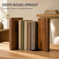 Grandes serre-livres pour livres lourds, lot de 2, serre-livres en bois antidérapants, noyer